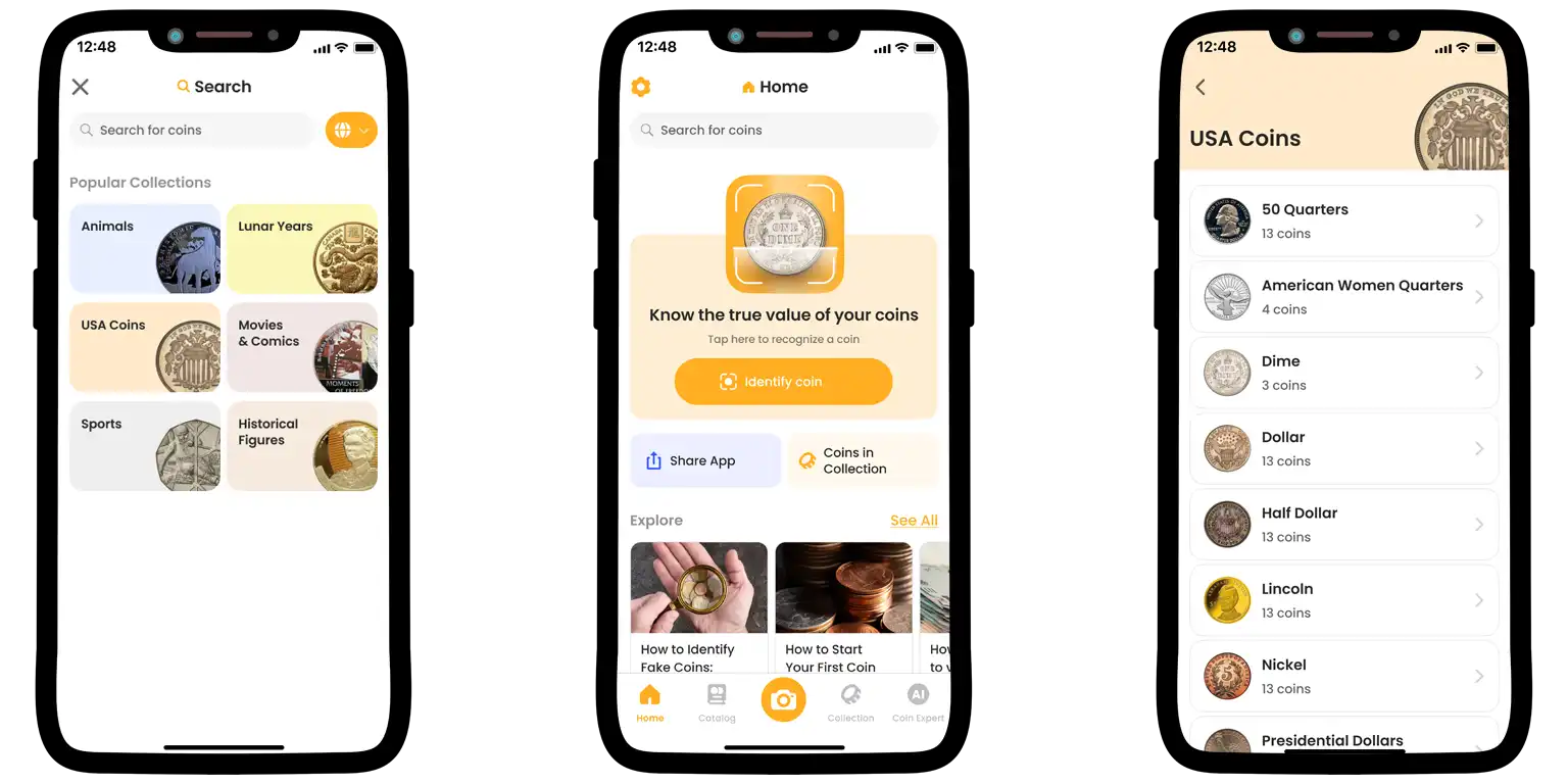 A screen from the Coin ID Scanner app.
